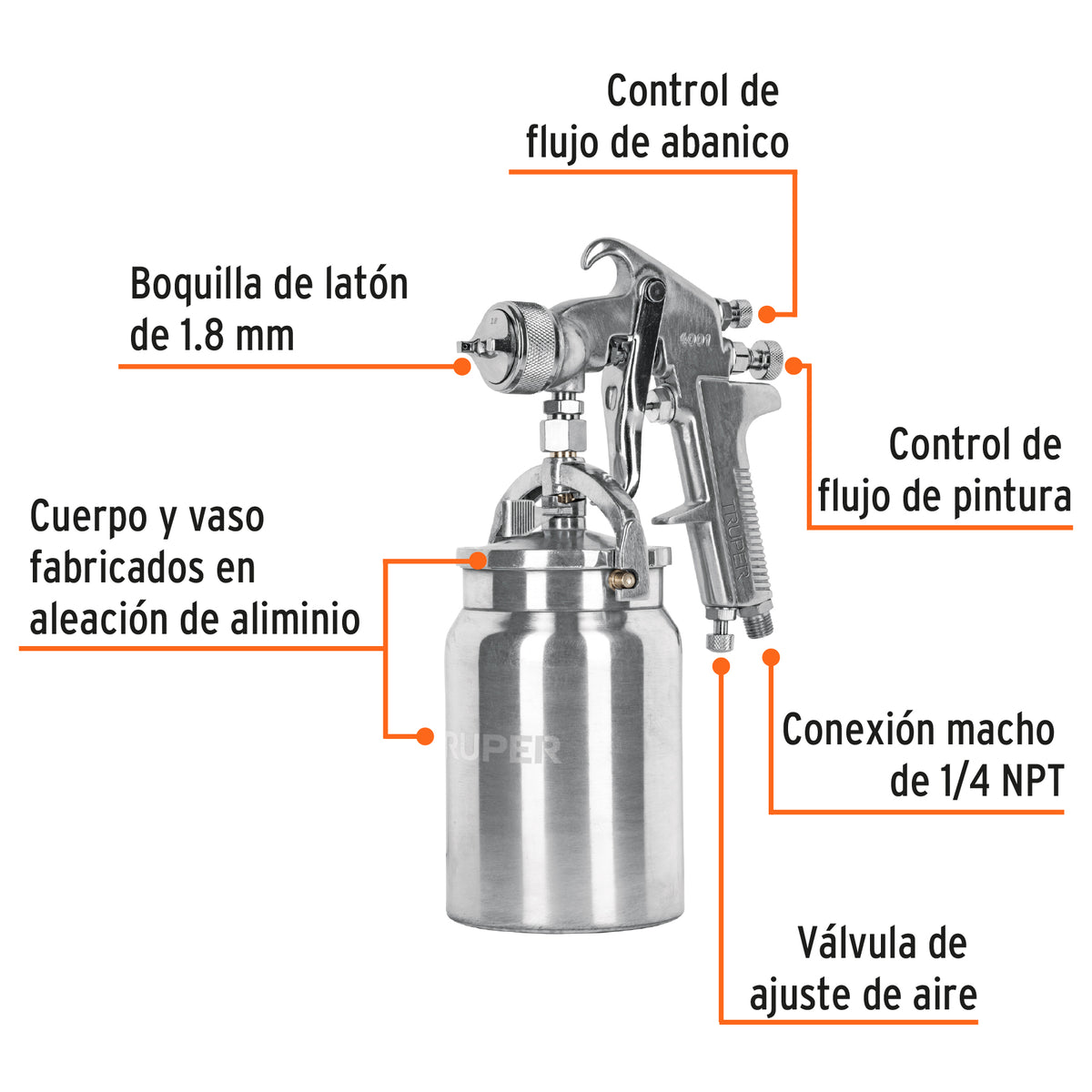 PISTOLA PARA PINTAR 50PSI SUCCION TRUPER