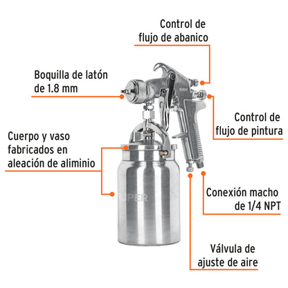 PISTOLA PARA PINTAR 50PSI SUCCION TRUPER
