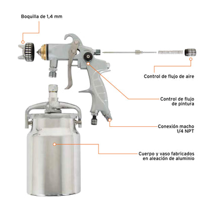 PISTOLA PARA PINTAR 45PSI SUCCION TRUPER