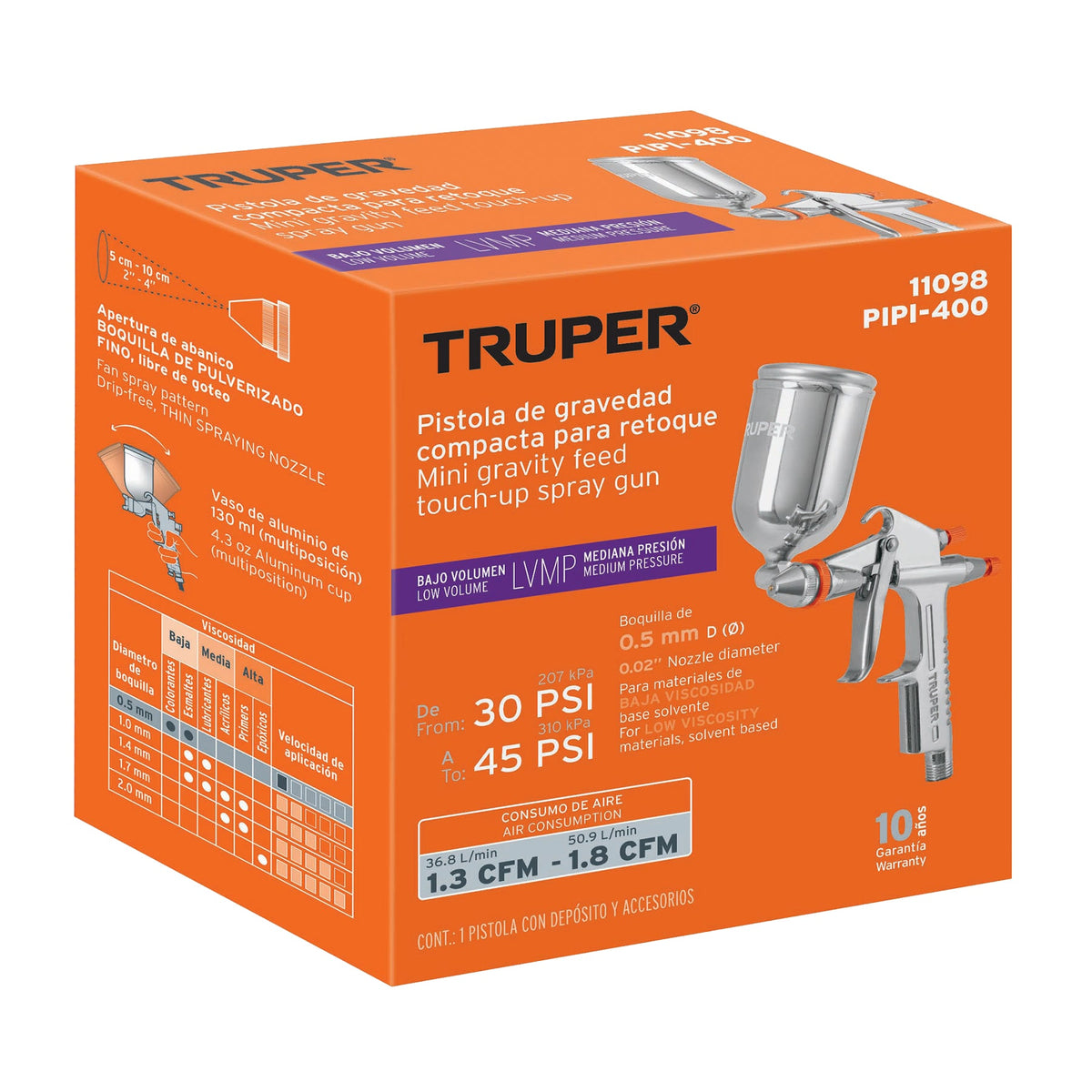 PISTOLA PARA PINTAR 45PSI GRAVEDAD TRUPER