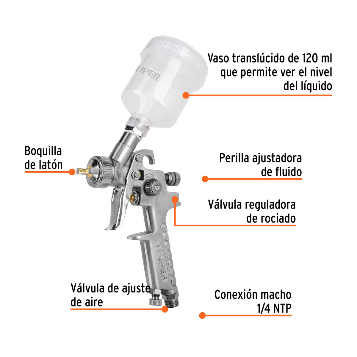 PISTOLA PARA PINTAR 50PSI GRAVEDAD TRUPER