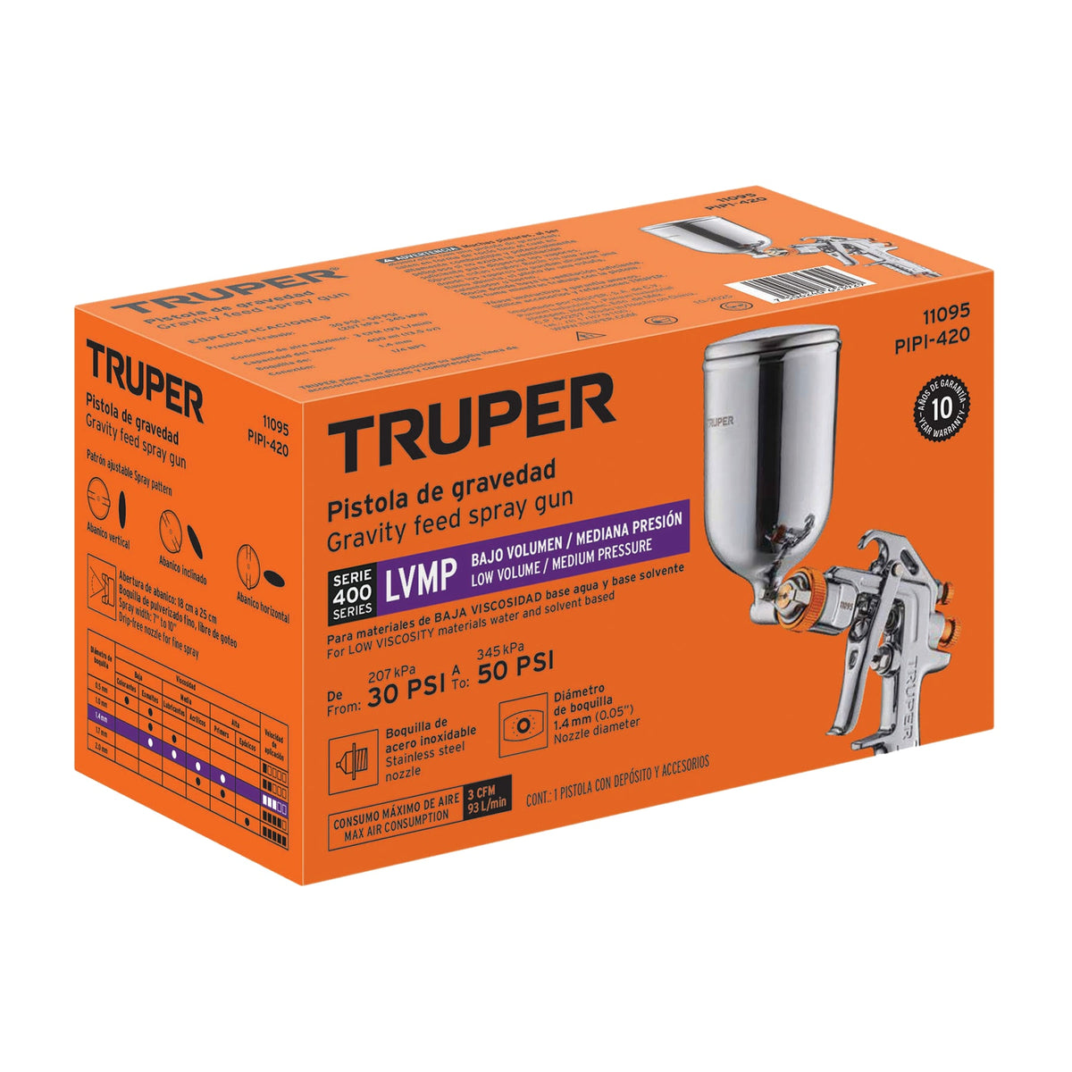 PISTOLA PARA PINTAR 50PSI GRAVEDAD PIPI-420 TRUPER