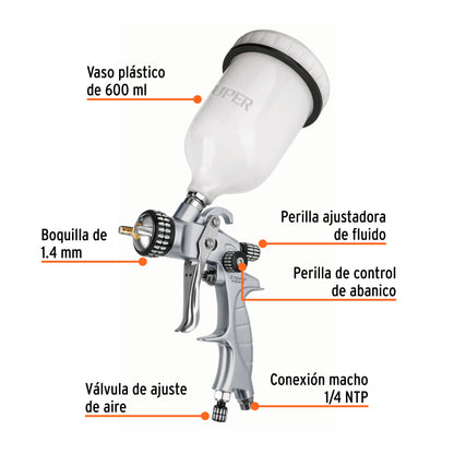PISTOLA PARA PINTAR 36PSI GRAVEDAD TRUPER