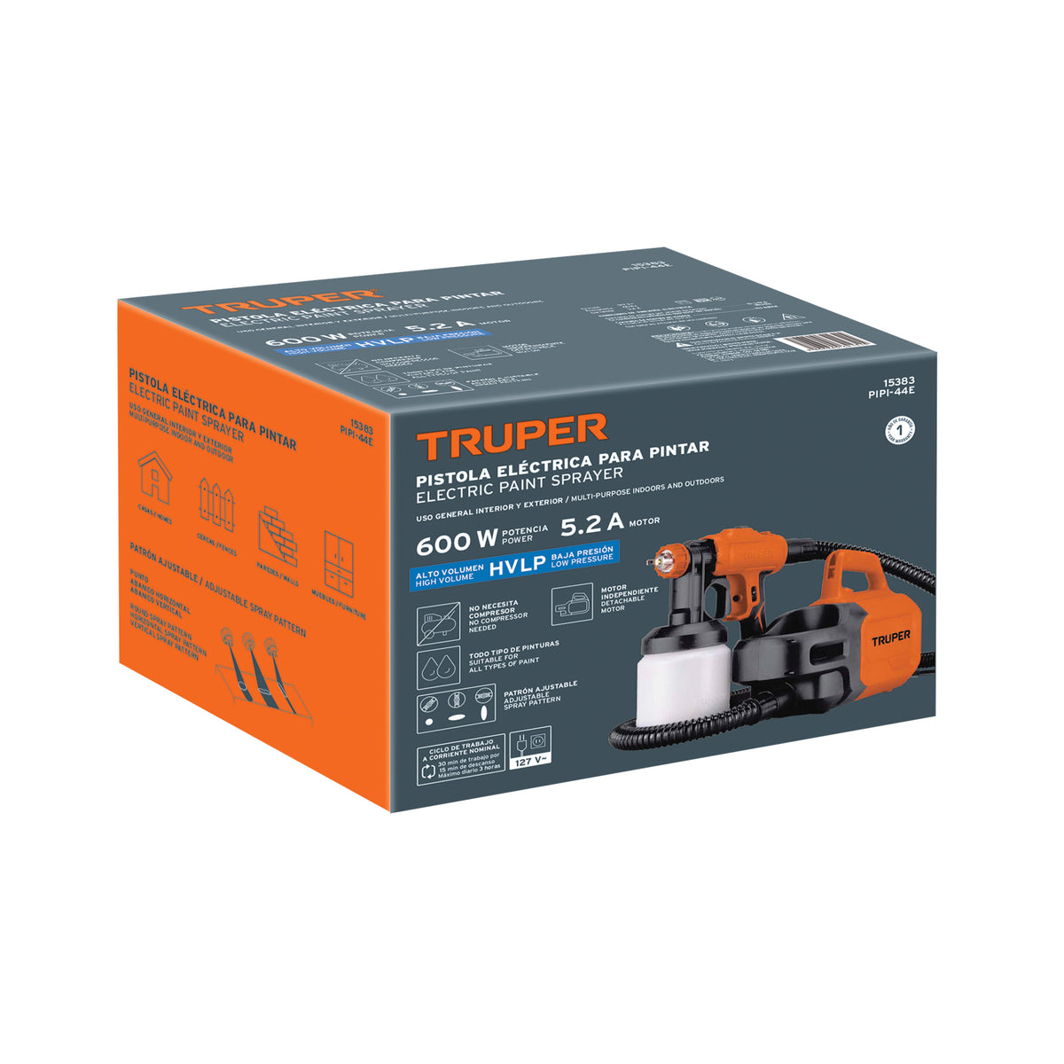 PISTOLA PARA PINTAR ELECTRICA 600W 900ML PIPI-44E TRUPER