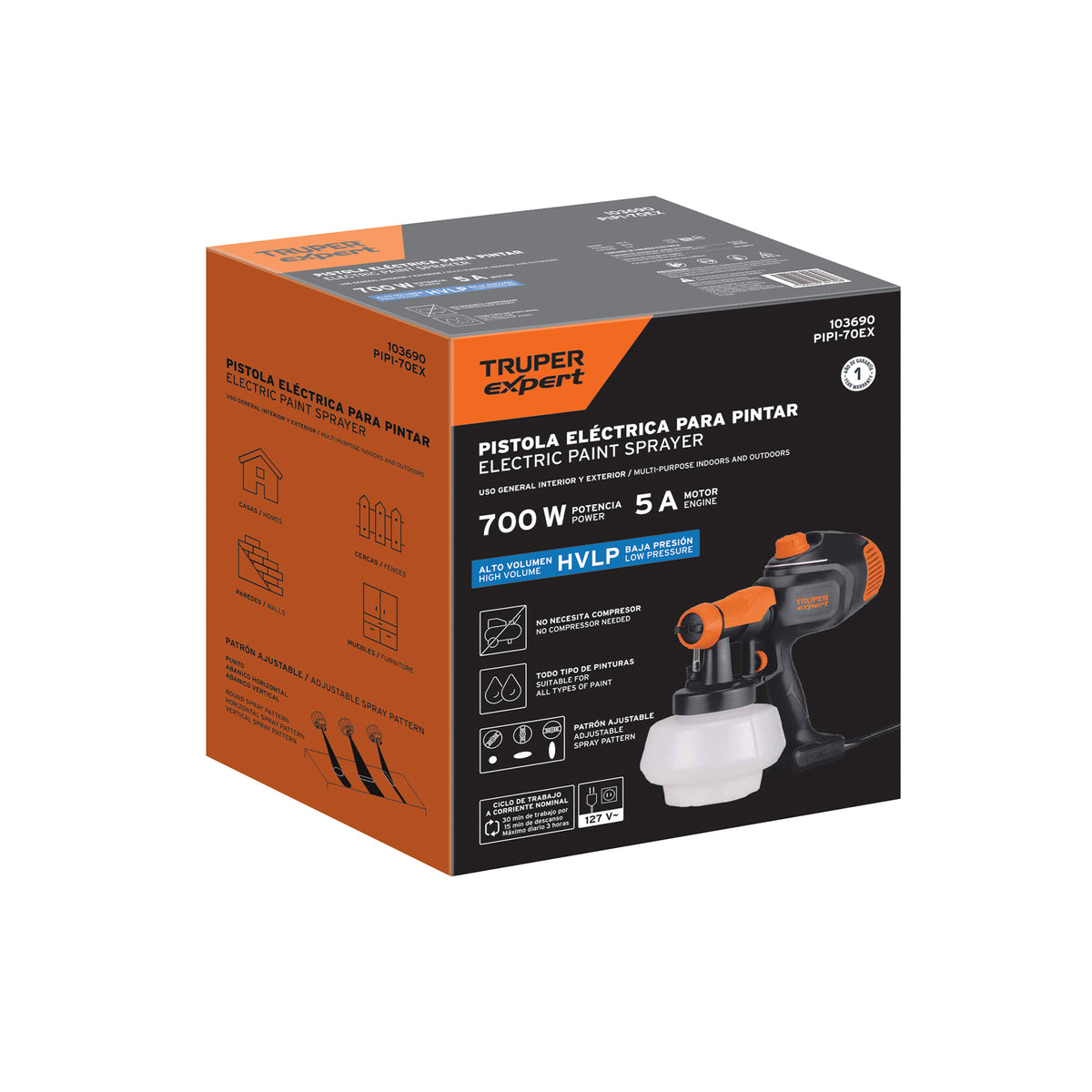 PISTOLA PARA PINTAR ELECTRICA 700W 1200ML PIPI-70EX TRUPER