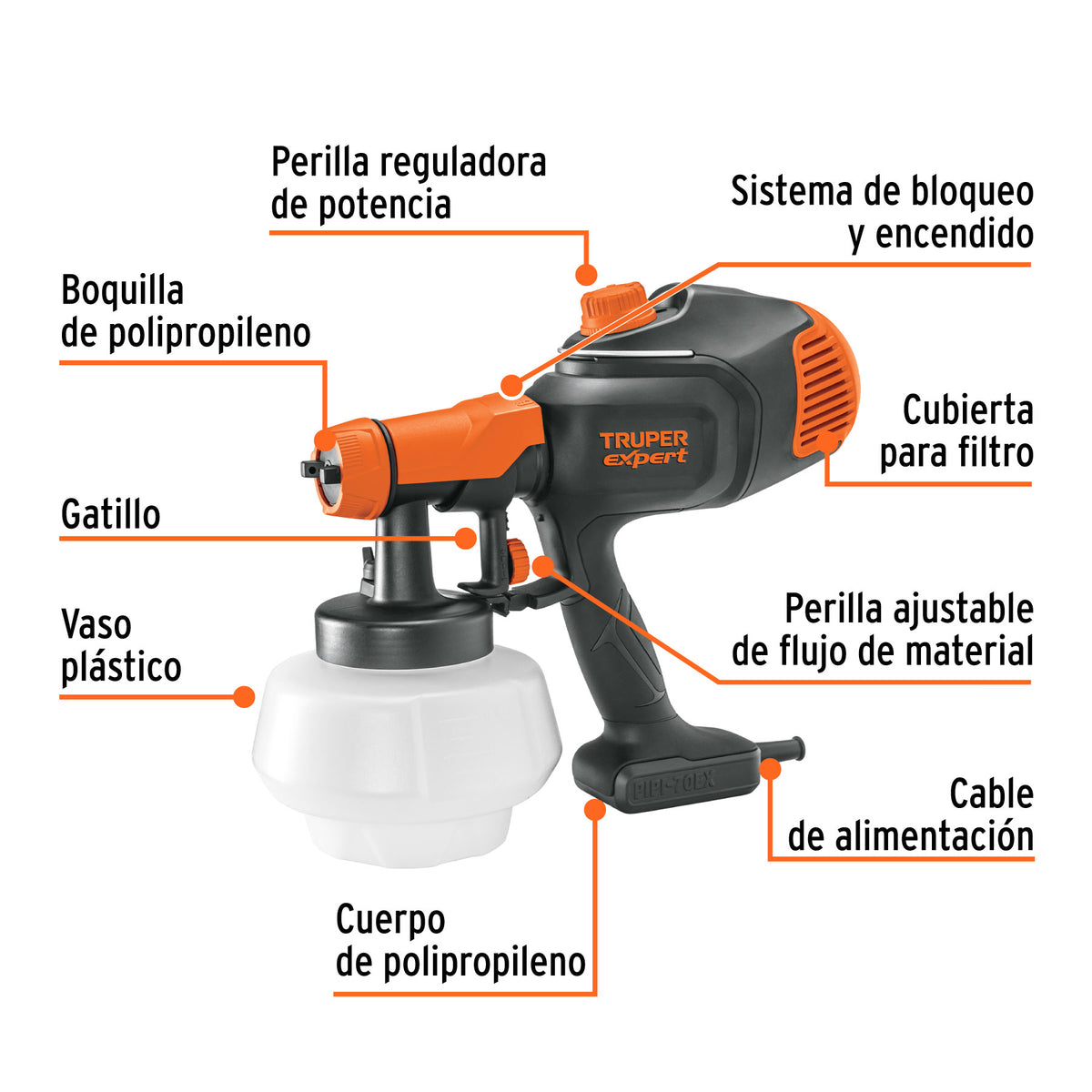 PISTOLA PARA PINTAR ELECTRICA 700W 1200ML PIPI-70EX TRUPER