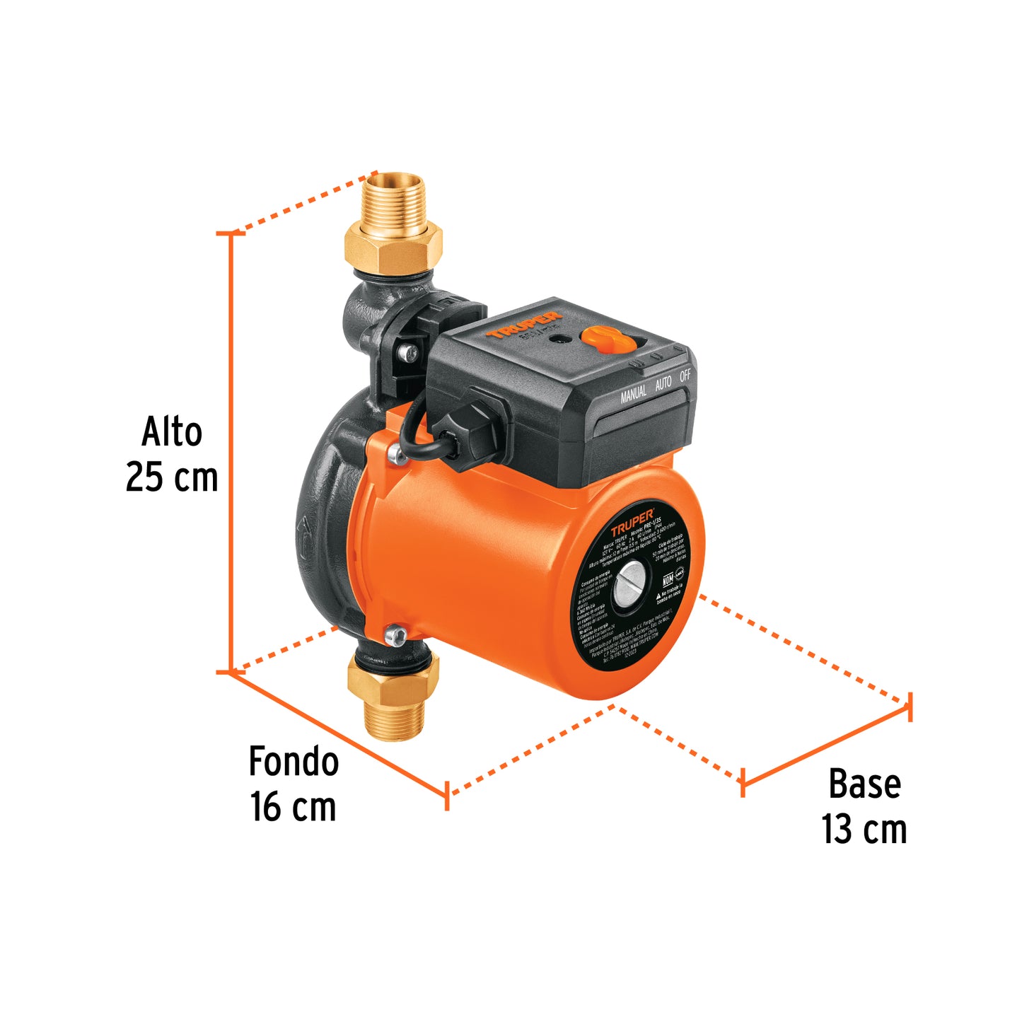 BOMBA PARA AGUA 1/3-HP TRUPER CON PRESURIZADOR