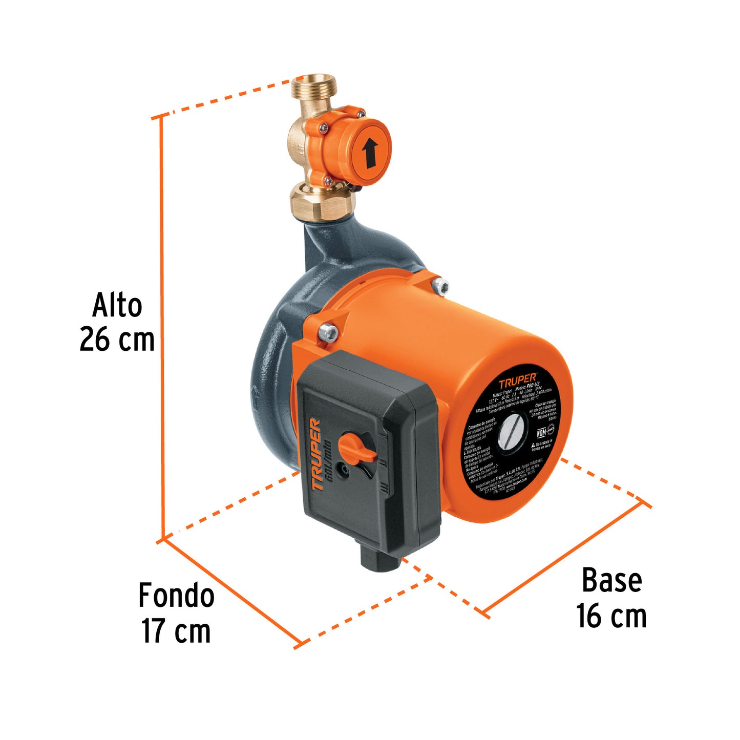 BOMBA PARA AGUA 1/3-HP TRUPER CON PRESURIZADOR CON SENSOR