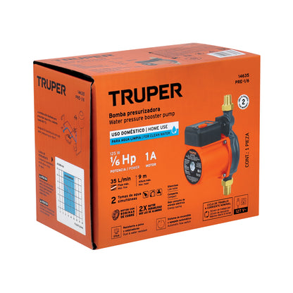 BOMBA PARA AGUA 1/6-HP TRUPER CON PRESURIZADOR