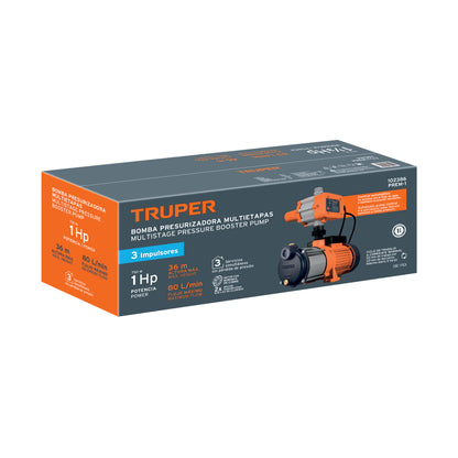 BOMBA PARA AGUA 1-HP TRUPER CON PRESURISADOR Y CONTROL