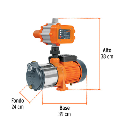 BOMBA PARA AGUA 1-HP TRUPER CON PRESURISADOR Y CONTROL