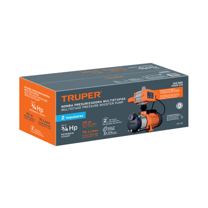 BOMBA PARA AGUA 3/4-HP TRUPER CON PRESURISADOR Y CONTROL