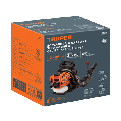 SOPLADORA GASOLINA MOTOR 53CC 1,900W 2.5HP TRUPER
