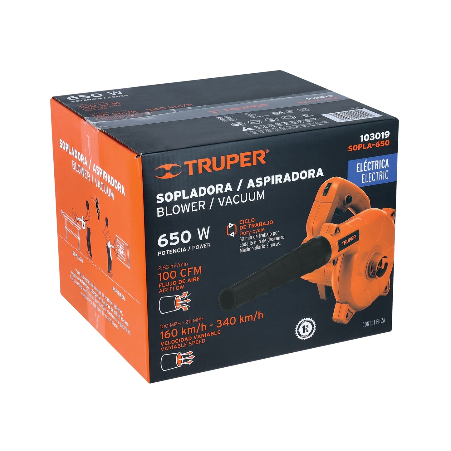SOPLADORA Y ASPIRADORA ELECTRICA 650W TRUPER