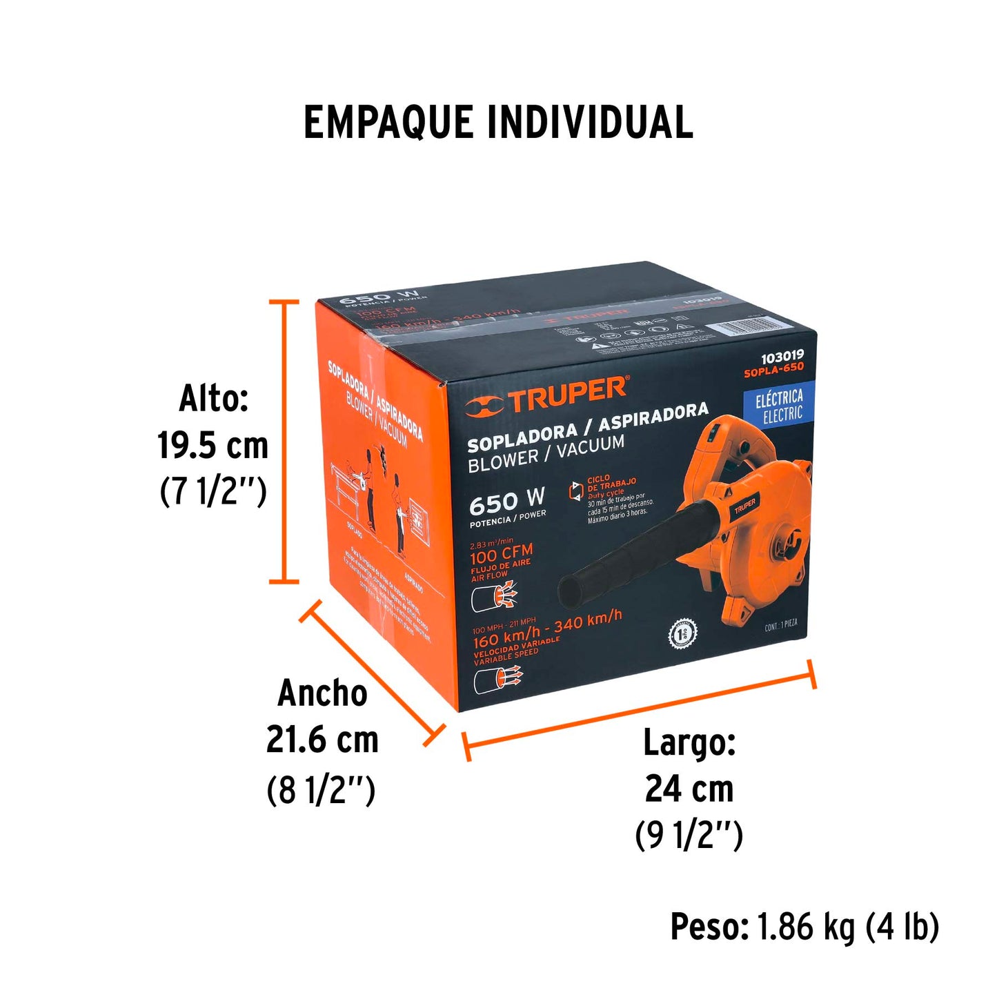 SOPLADORA Y ASPIRADORA ELECTRICA 650W TRUPER