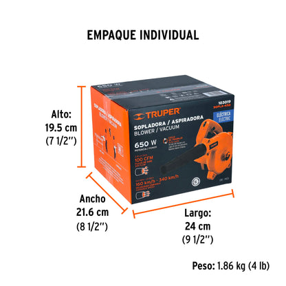 SOPLADORA Y ASPIRADORA ELECTRICA 650W TRUPER