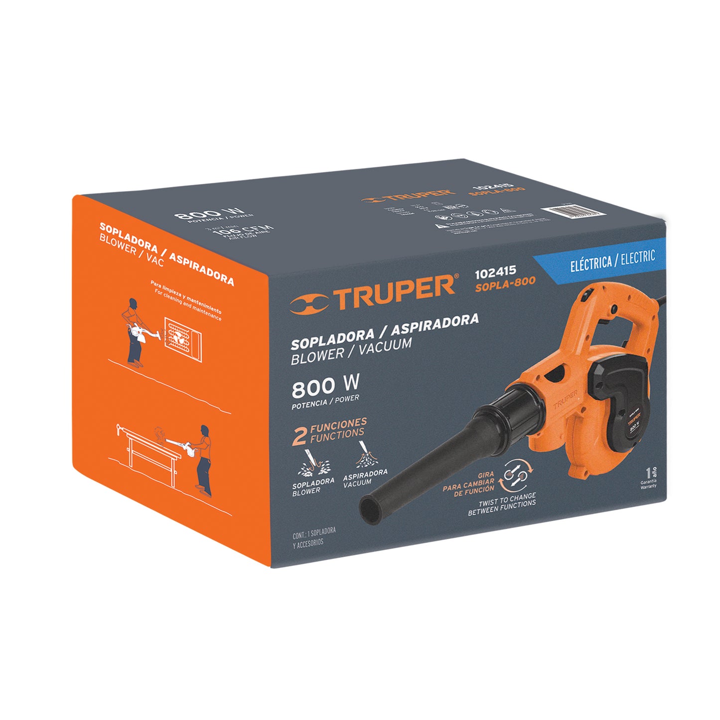 SOPLADORA Y ASPIRADORA ELECTRICA 800W TRUPER