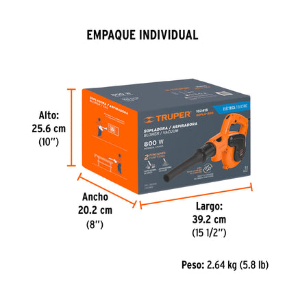 SOPLADORA Y ASPIRADORA ELECTRICA 800W TRUPER