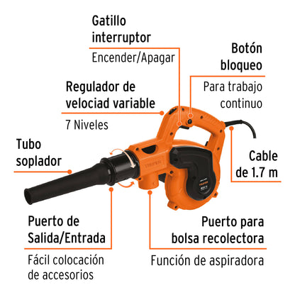 SOPLADORA Y ASPIRADORA ELECTRICA 800W TRUPER