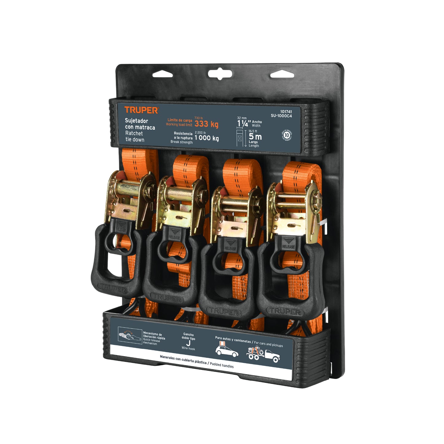 FAJA TRUPER PARA SUJETAR CARGA 1000KG CARGA/MAX 4PCS