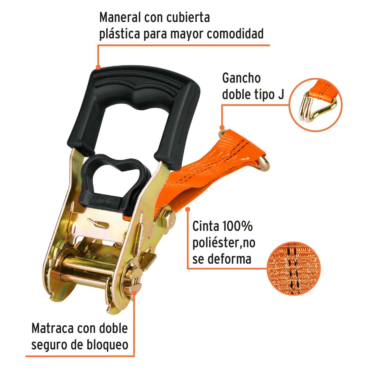 FAJA TRUPER PARA SUJETAR CARGA 1500KG CARGA/MAX 2PCS