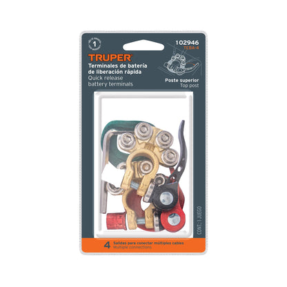 TERMINAL BATERIA LATON 4-PUERTOS TRUPER 2PCS