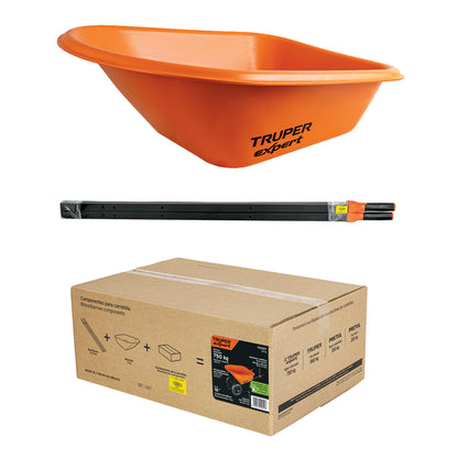 CARRETA TRUPER DESARMADA PLASTICA PARA GRANOS TP-7X ANARANJADA DOBLE LLANTA