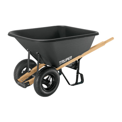 CARRETA TRUPER DESARMADA PLASTICA PARA GRANOS TP-8 NEGRA DOBLE LLANTA