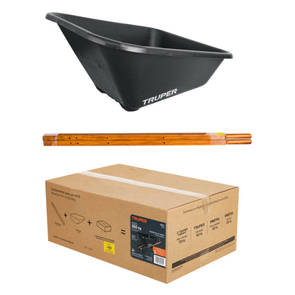 CARRETA TRUPER DESARMADA PLASTICA PARA GRANOS TP-8 NEGRA DOBLE LLANTA
