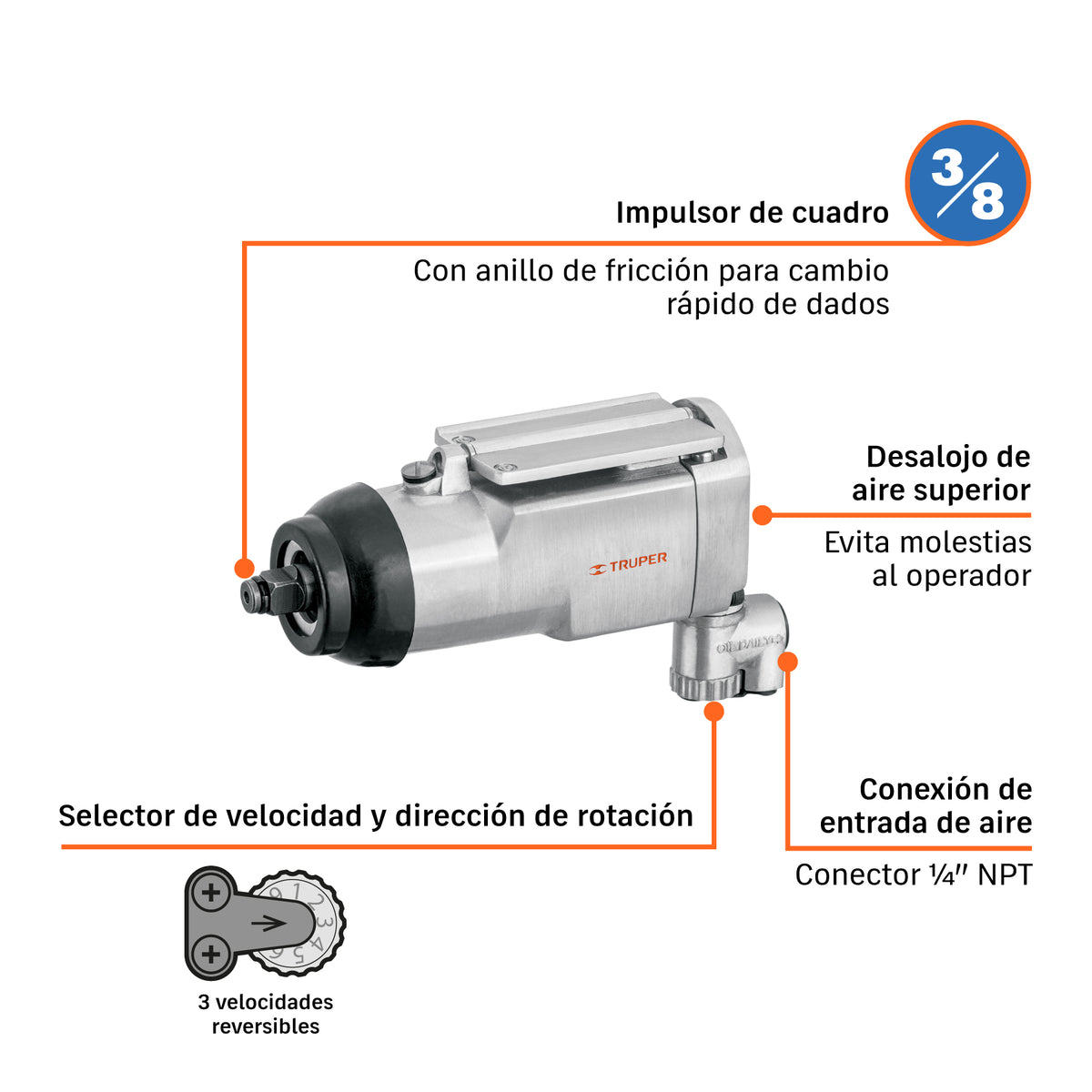 LLAVE DE IMPACTO NEUMATICO 3/8 TRUPER