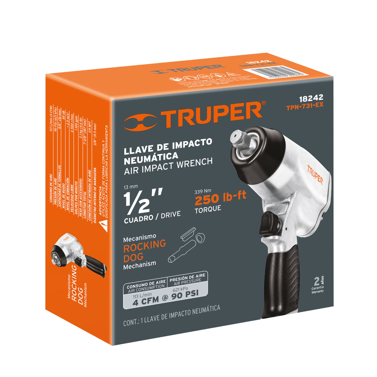 LLAVE DE IMPACTO NEUMATICO 1/2 TRUPER TPN-731-EX