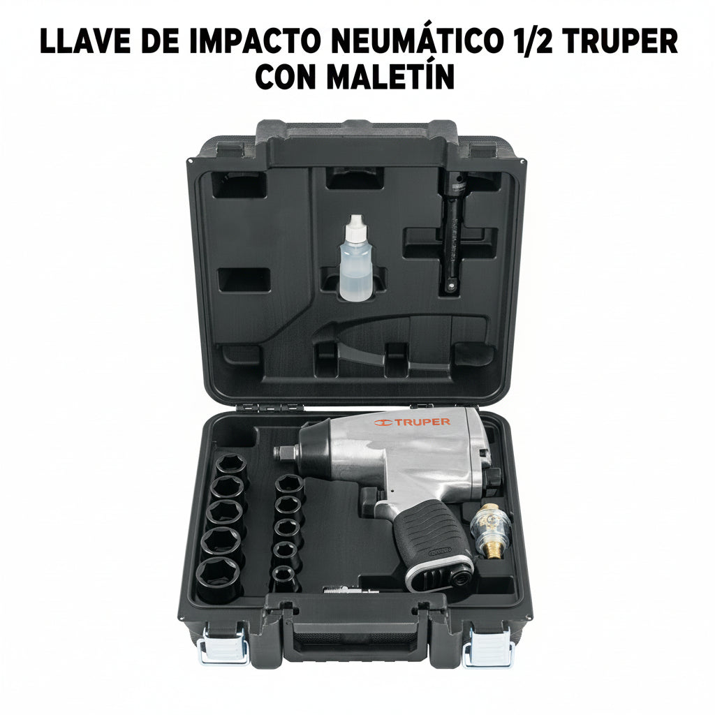 LLAVE DE IMPACTO NEUMATICO 1/2 TRUPER CON MALETIN