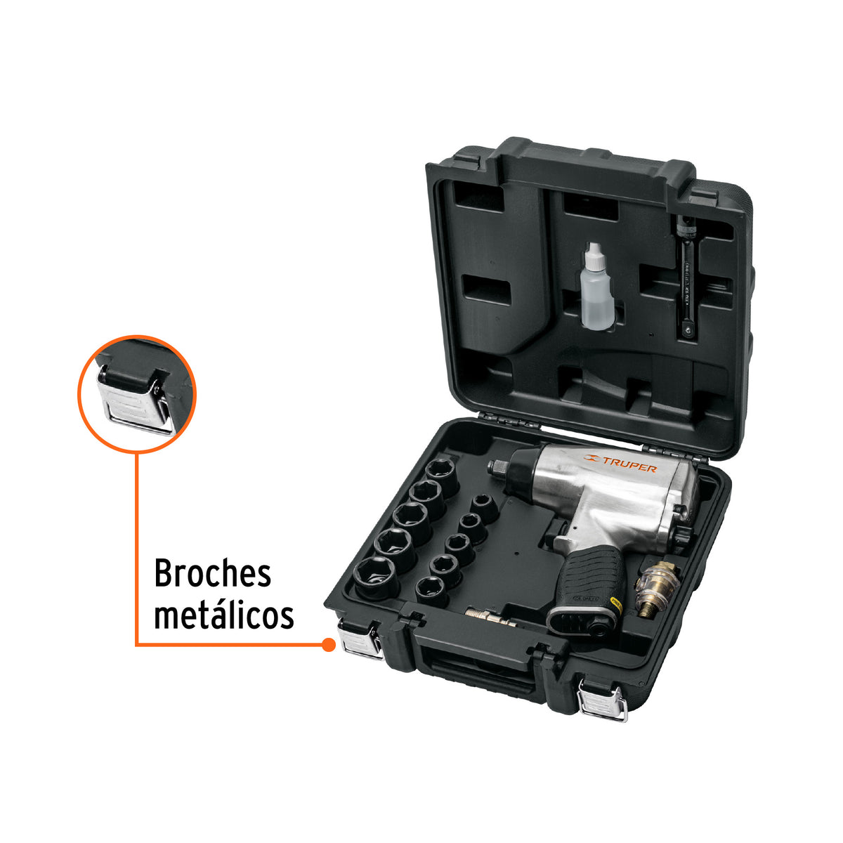 LLAVE DE IMPACTO NEUMATICO 1/2 TRUPER CON MALETIN