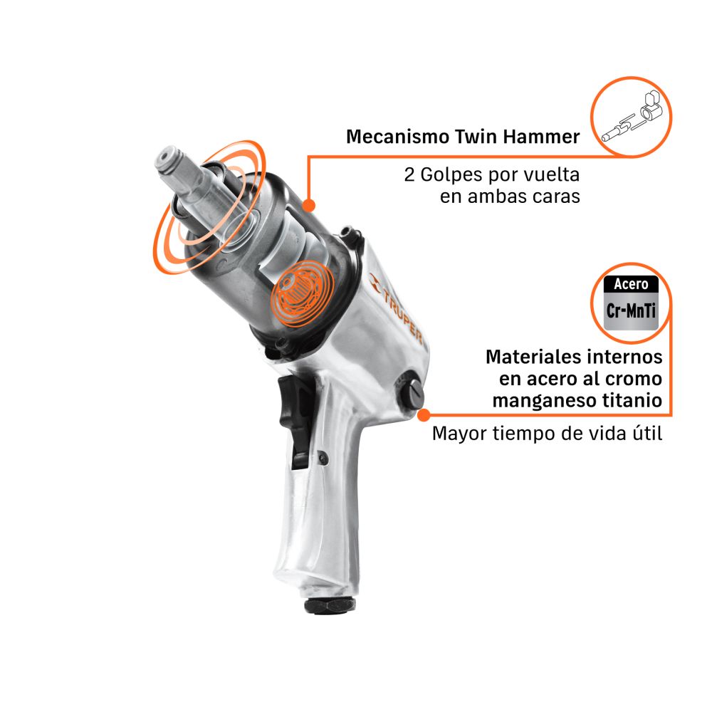 LLAVE DE IMPACTO NEUMATICO 1/2 TRUPER CON MALETIN