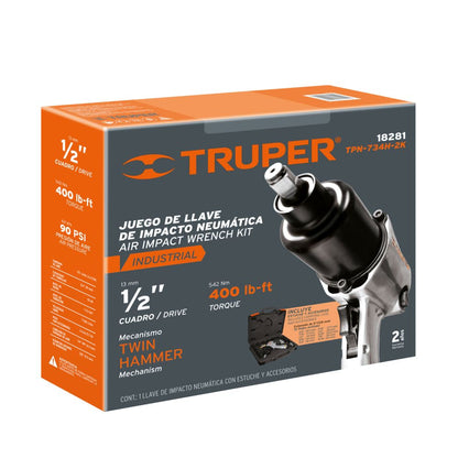LLAVE DE IMPACTO NEUMATICO 1/2 TRUPER CON MALETIN