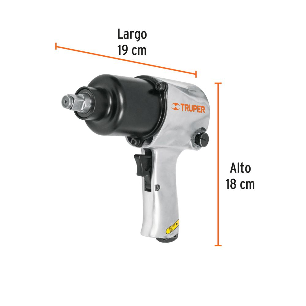 LLAVE DE IMPACTO NEUMATICO 1/2 TRUPER CON MALETIN