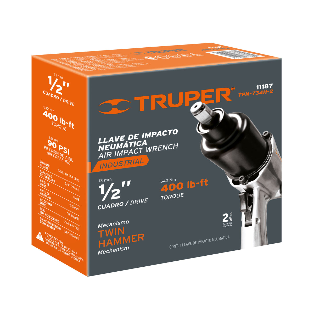 LLAVE DE IMPACTO NEUMATICO 1/2 TRUPER INDUSTRIAL