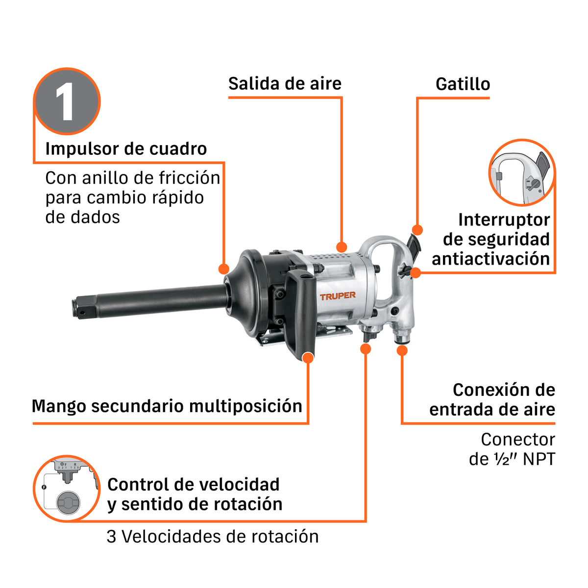 LLAVE DE IMPACTO NEUMAT 1 TRUPER INDUSTRIAL