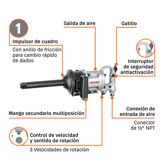 LLAVE DE IMPACTO NEUMAT 1 TRUPER INDUSTRIAL