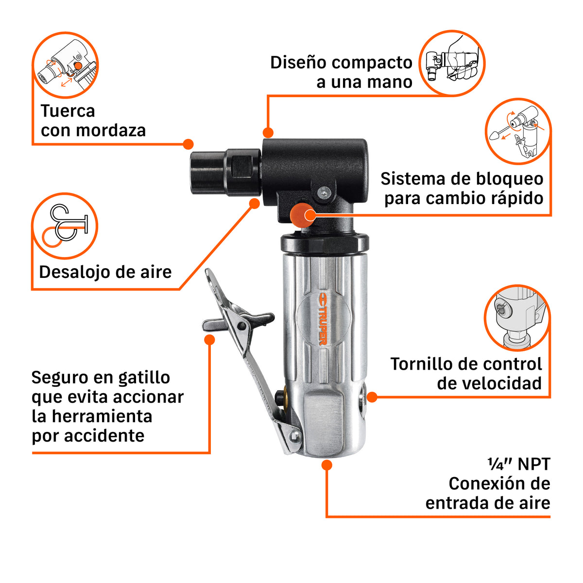 PULIDORA NEUMAT 1/4 TRUPER TPN-875