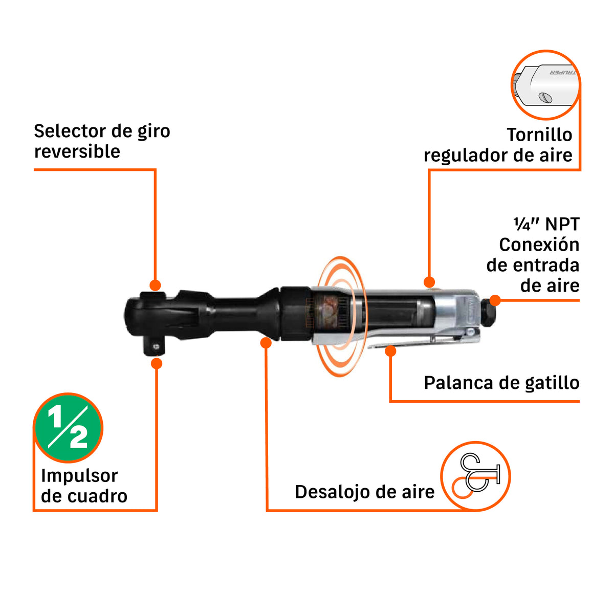 MANERAL CON RATCH 1/2" NEUMAT TRUPER