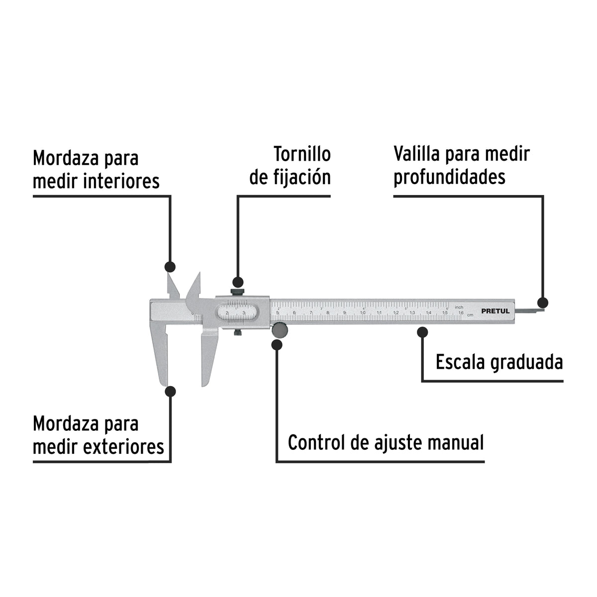 CALIBRADOR PIE DE REY 6"/152MM VER-6PX PRETUL