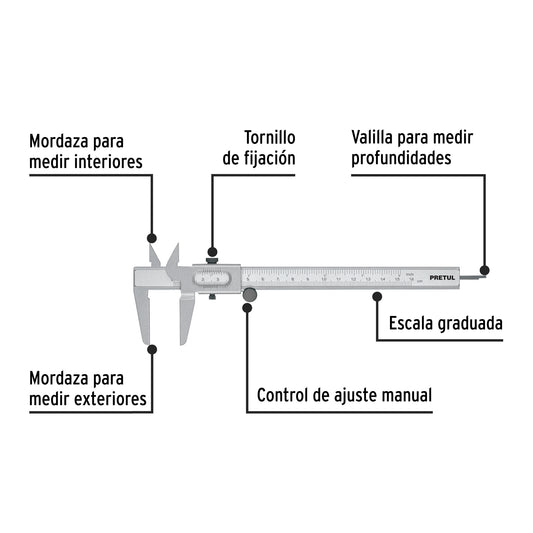 CALIBRADOR PIE DE REY 6’’/152MM VER-6PX PRETUL