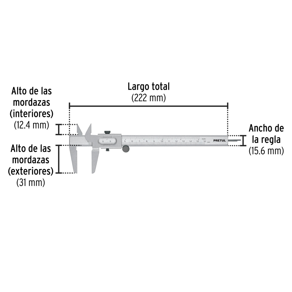 CALIBRADOR PIE DE REY 6"/152MM VER-6PX PRETUL