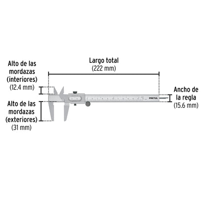 CALIBRADOR PIE DE REY 6"/152MM VER-6PX PRETUL