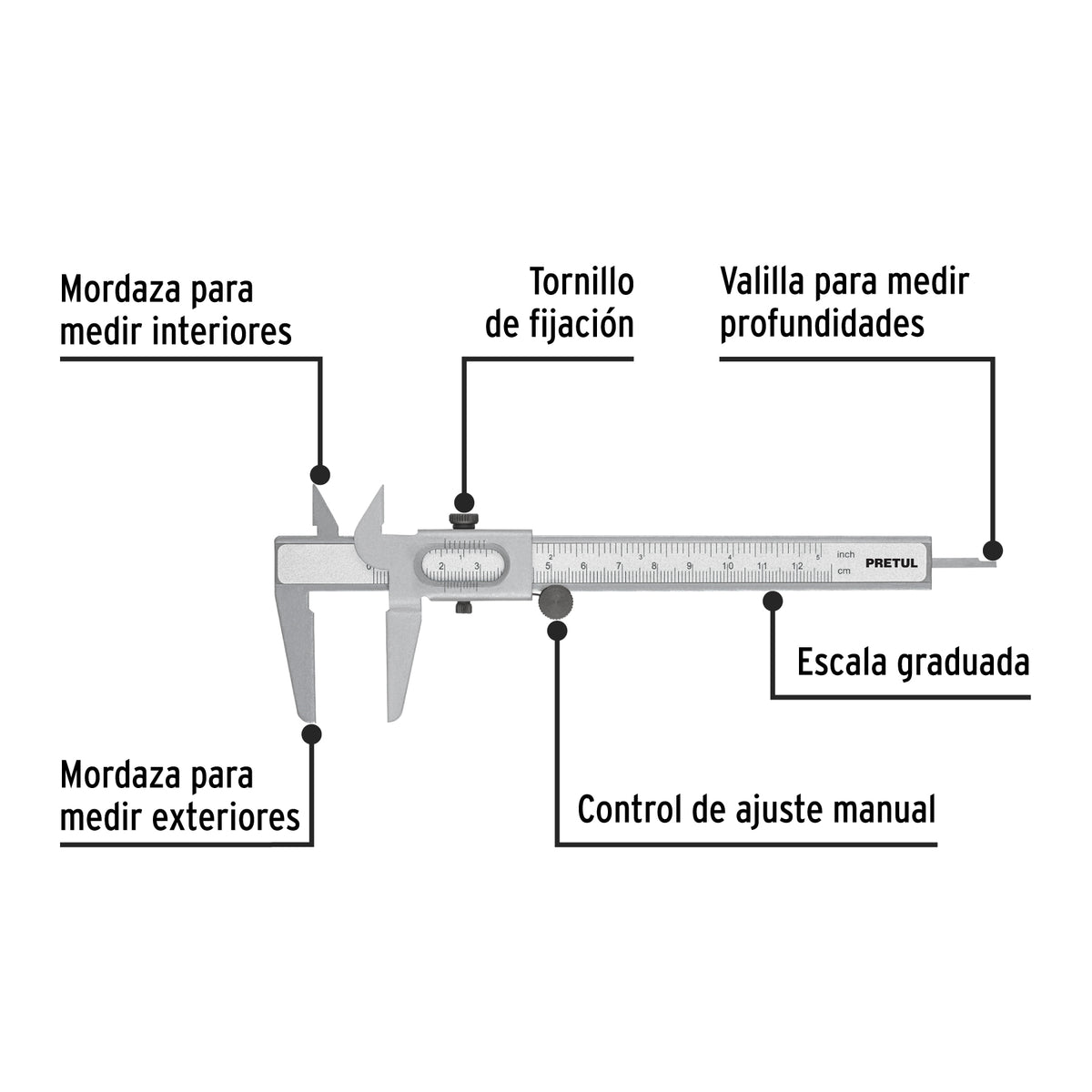 CALIBRADOR PIE DE REY 5"/127MM VER-6P PRETUL