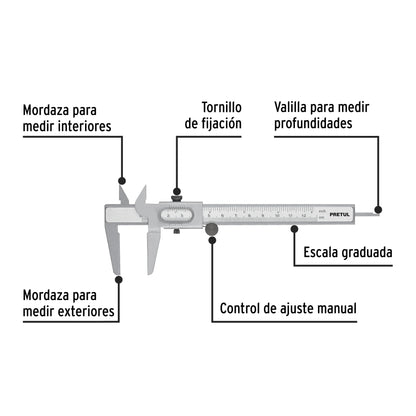 CALIBRADOR PIE DE REY 5"/127MM VER-6P PRETUL