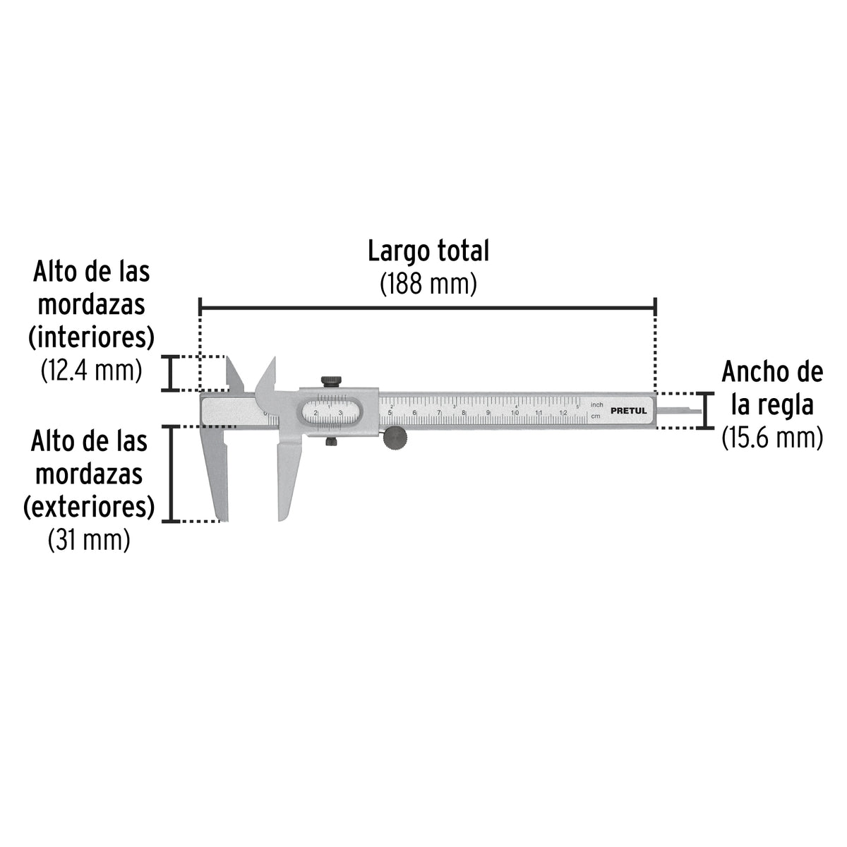 CALIBRADOR PIE DE REY 5"/127MM VER-6P PRETUL