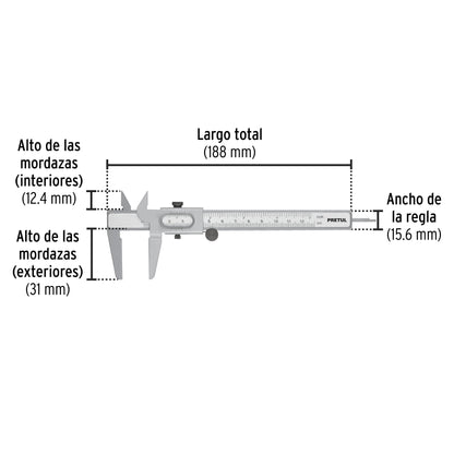 CALIBRADOR PIE DE REY 5"/127MM VER-6P PRETUL