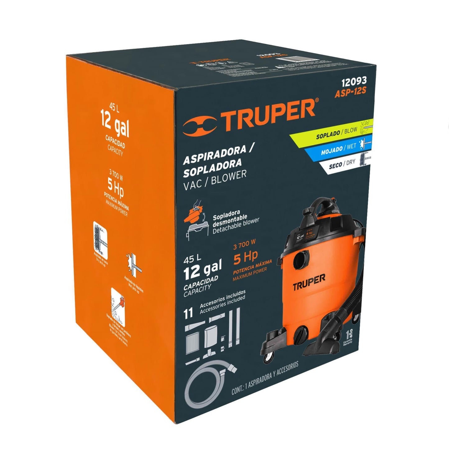 ASPIRADORA TRUPER DE 12 GALONES